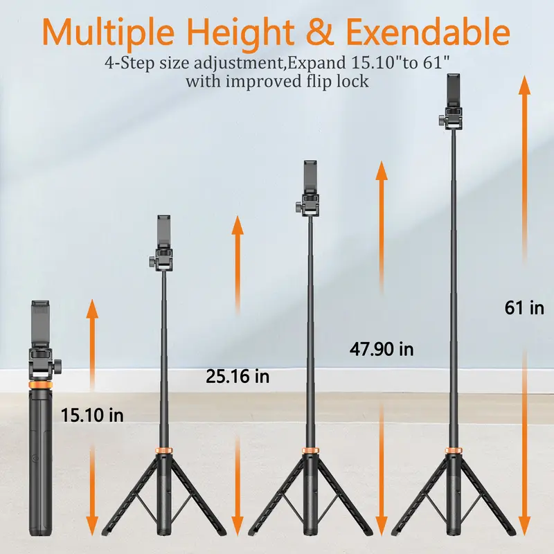 61" Phone Tripod for iPhone/Android & Selfie Stick with Remote, Upgraded Stand, Compatible with iPhone 16/15/14/13, Travel-Friendly & Stable
