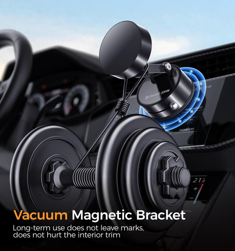 MAGIC JOHN 360° Magnetic Phone Holder Strong Magnetic Grip, Anti-Slip Base & Foldable Design for Car, Home & Travel