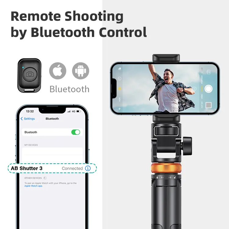 61" Phone Tripod for iPhone/Android & Selfie Stick with Remote, Upgraded Stand, Compatible with iPhone 16/15/14/13, Travel-Friendly & Stable