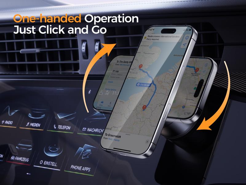 MAGIC JOHN 360° Magnetic Phone Holder Strong Magnetic Grip, Anti-Slip Base & Foldable Design for Car, Home & Travel