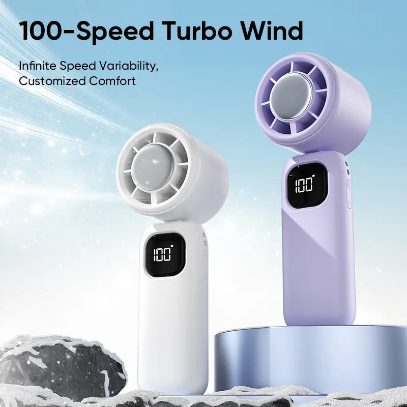 NEW - MAGIC JOHN 3 in 1 Mini Handheld Cooling Fan, 100 Speed Wind Power & Ice Cooling Function, Small Foldable 3-IN-1 Neck/Desk/Hand Fan, Pocket Design for Travel/Summer/Concerts/Lash, Gifts for Girls