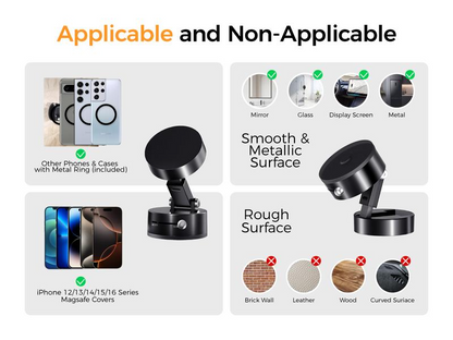 MAGIC JOHN 360° Magnetic Phone Holder Strong Magnetic Grip, Anti-Slip Base & Foldable Design for Car, Home & Travel