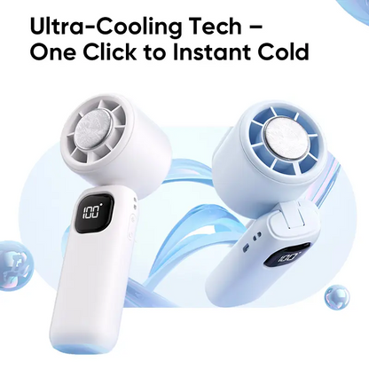 NEW - MAGIC JOHN 3 in 1 Mini Handheld Cooling Fan, 100 Speed Wind Power & Ice Cooling Function, Small Foldable 3-IN-1 Neck/Desk/Hand Fan, Pocket Design for Travel/Summer/Concerts/Lash, Gifts for Girls