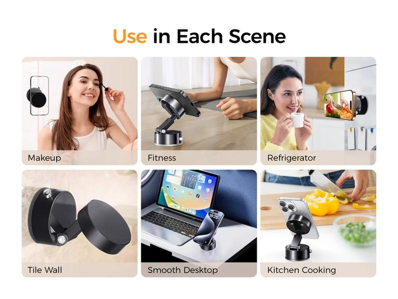 MAGIC JOHN 360° Magnetic Phone Holder Strong Magnetic Grip, Anti-Slip Base & Foldable Design for Car, Home & Travel