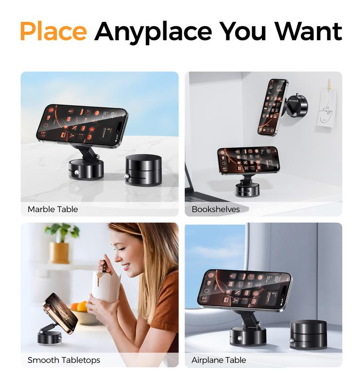 MAGIC JOHN 360° Magnetic Phone Holder Strong Magnetic Grip, Anti-Slip Base & Foldable Design for Car, Home & Travel