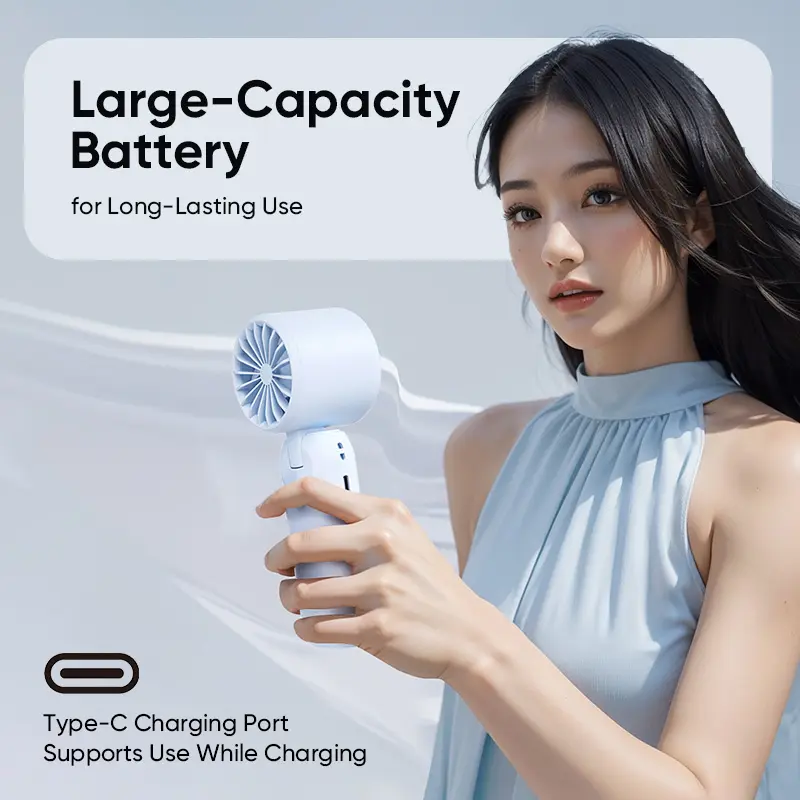 NEW - MAGIC JOHN 3 in 1 Mini Handheld Cooling Fan, 100 Speed Wind Power & Ice Cooling Function, Small Foldable 3-IN-1 Neck/Desk/Hand Fan, Pocket Design for Travel/Summer/Concerts/Lash, Gifts for Girls