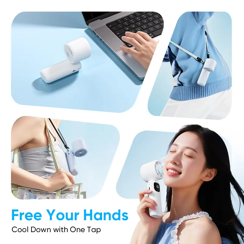 NEW - MAGIC JOHN 3 in 1 Mini Handheld Cooling Fan, 100 Speed Wind Power & Ice Cooling Function, Small Foldable 3-IN-1 Neck/Desk/Hand Fan, Pocket Design for Travel/Summer/Concerts/Lash, Gifts for Girls