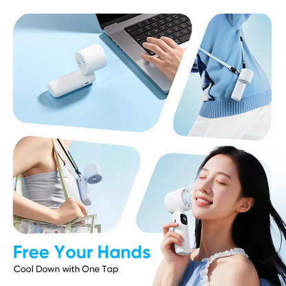 NEW - MAGIC JOHN 3 in 1 Mini Handheld Cooling Fan, 100 Speed Wind Power & Ice Cooling Function, Small Foldable 3-IN-1 Neck/Desk/Hand Fan, Pocket Design for Travel/Summer/Concerts/Lash, Gifts for Girls