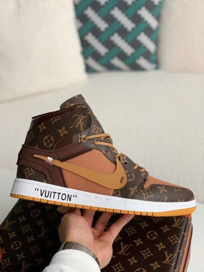 Louis Vuitton x Nike Air Force 1 Sneaker High-tops Brown Orange
